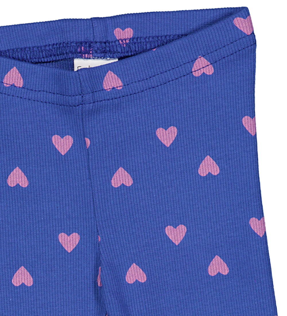 Freds World Leggings - Rib - Heart - Star Blue/Pink Haze