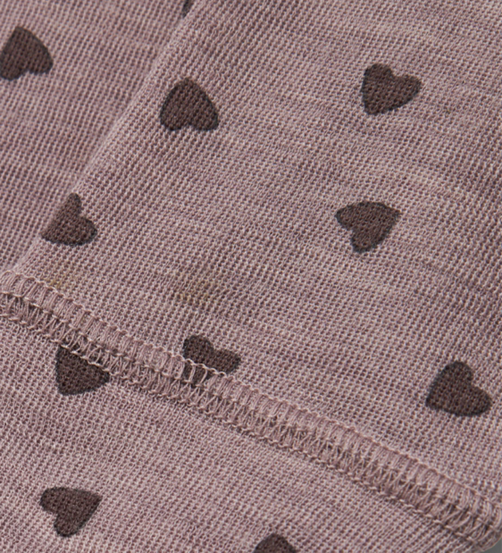 Name It Leggings - Uld - NbfWang - Purple Dove m. Hjerter
