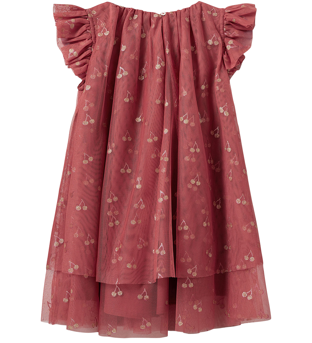 Sofie Schnoor Kjole - Coral Pink m. Kirsebær/Glimmer