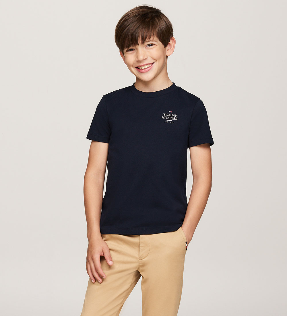 Tommy Hilfiger T-shirt - TH Logo Puff - Desert Sky