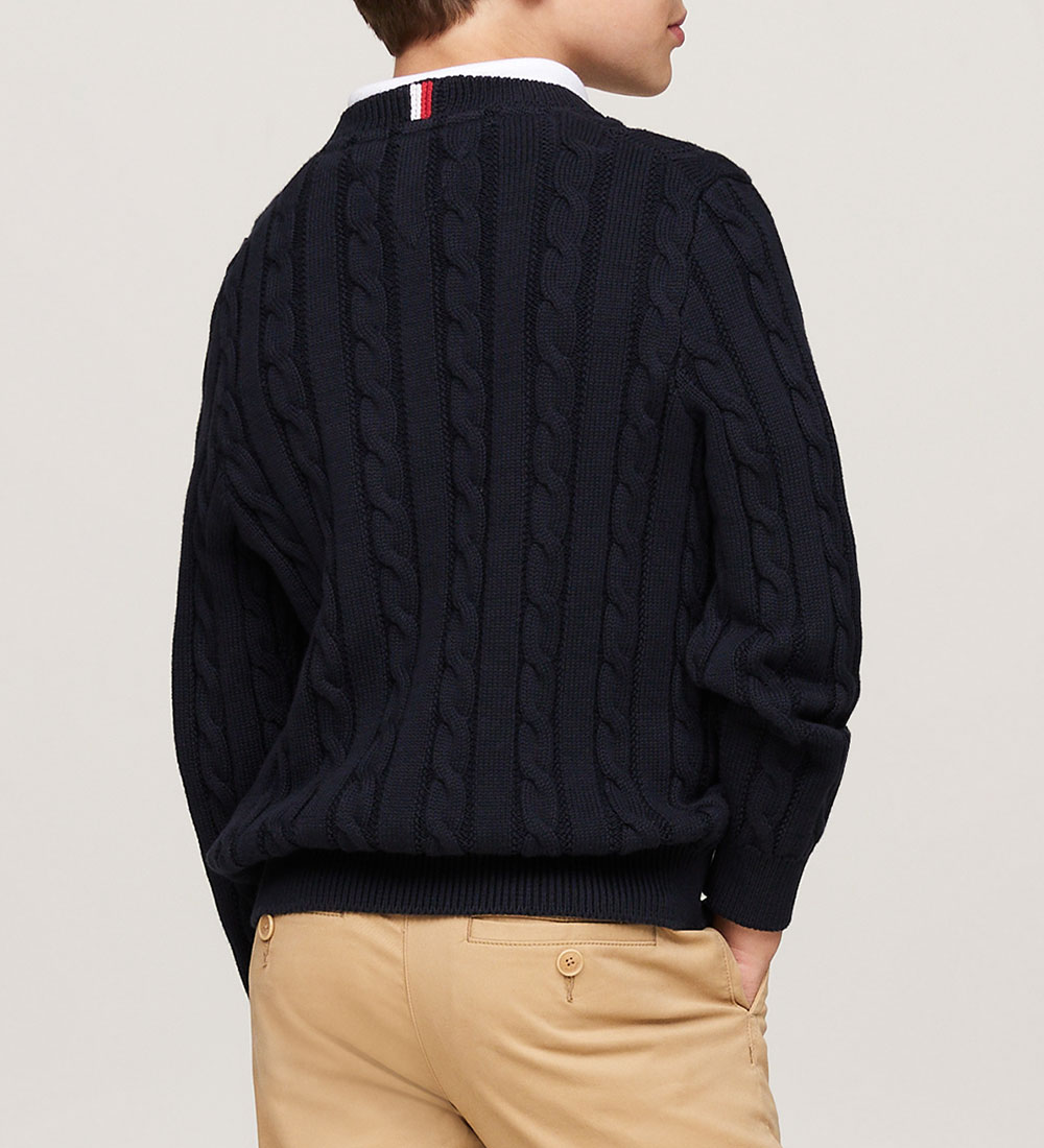 Tommy Hilfiger Bluse - Strik - Essential Reg Cable - Desert Sky