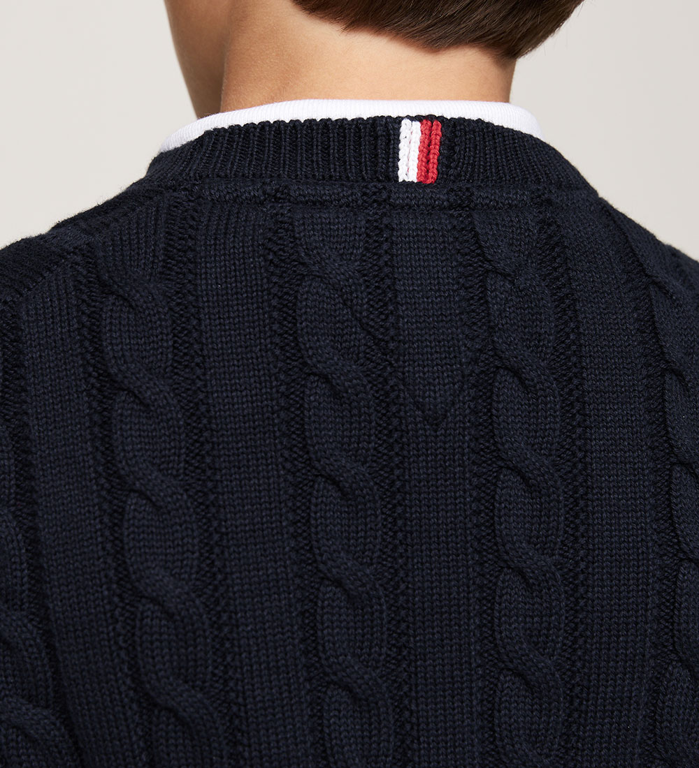 Tommy Hilfiger Bluse - Strik - Essential Reg Cable - Desert Sky