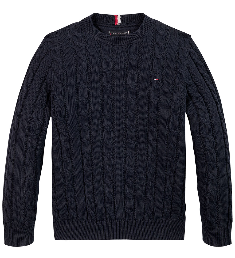 Tommy Hilfiger Bluse - Strik - Essential Reg Cable - Desert Sky