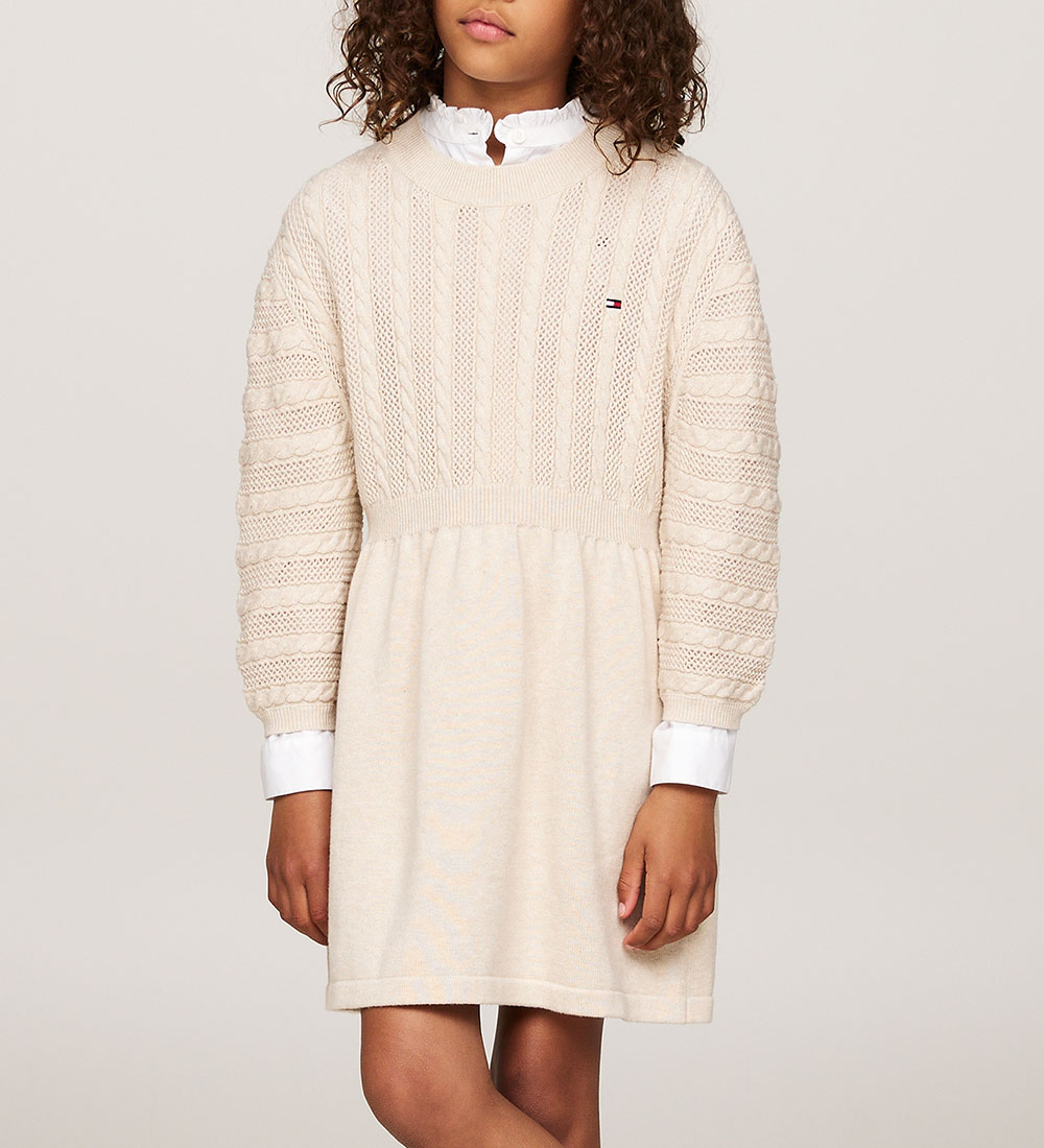 Tommy Hilfiger Kjole - Strik - Cable - Heathered Oat