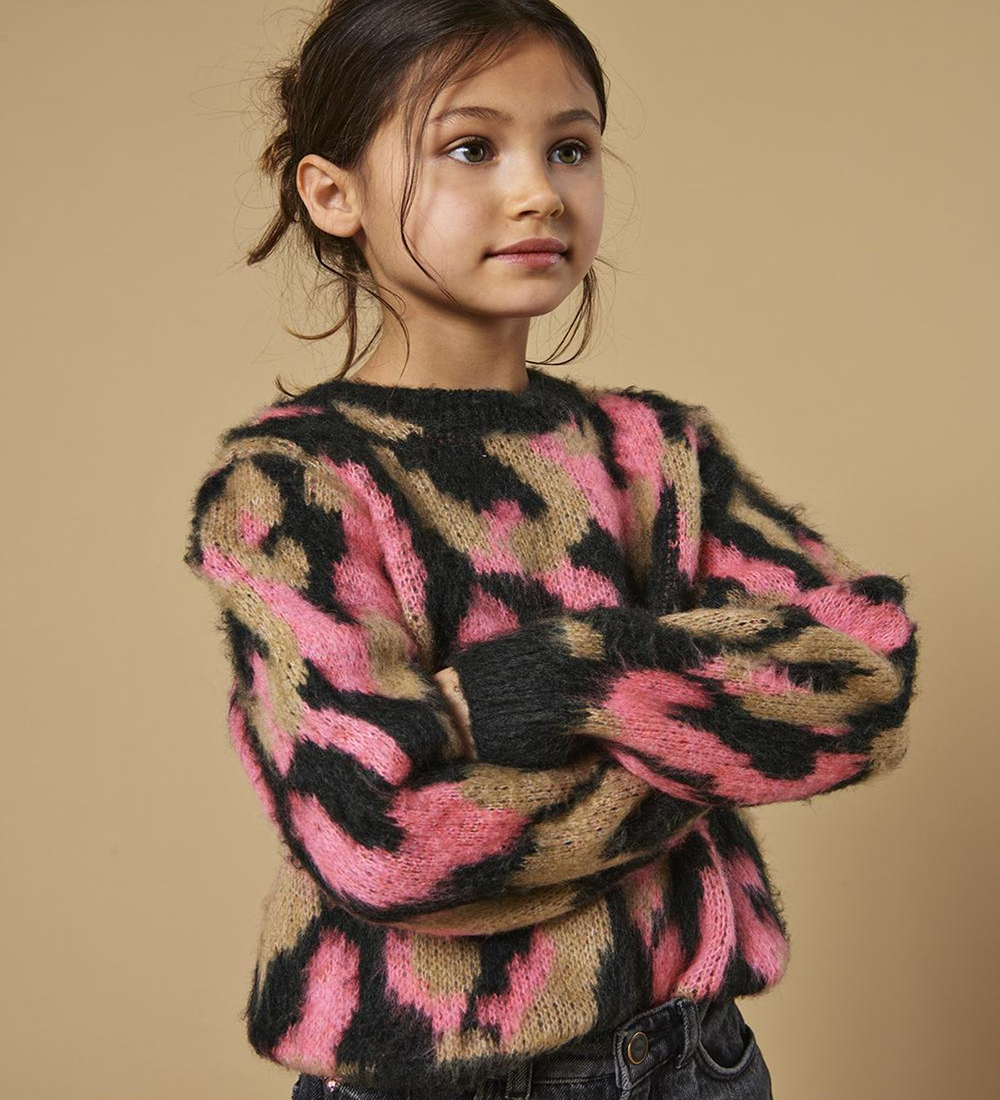 Kids Only Bluse - Strik - KogWild - Pirate Black/Salmon Rose + C