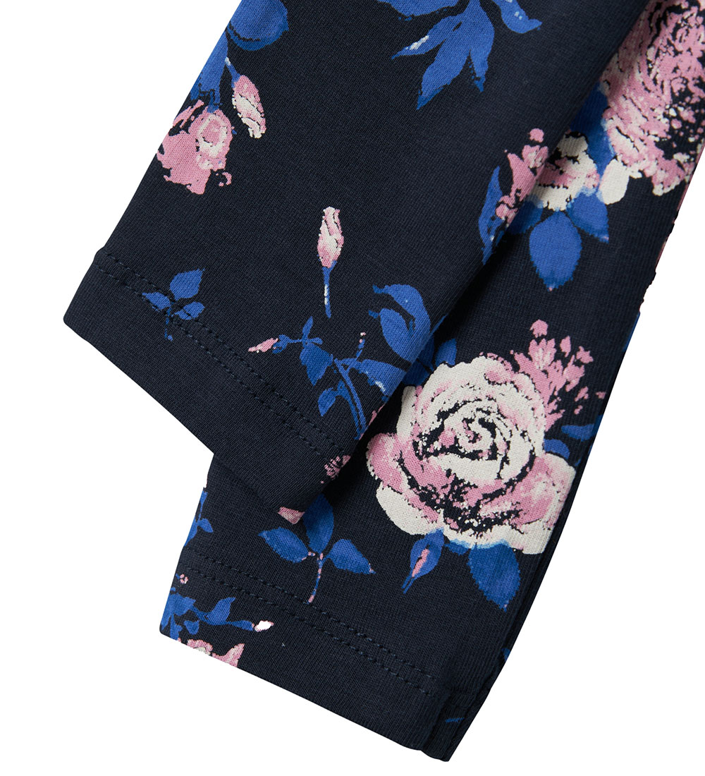 Name It Leggings - NmfVivian - Dark Sapphire m. Blomster