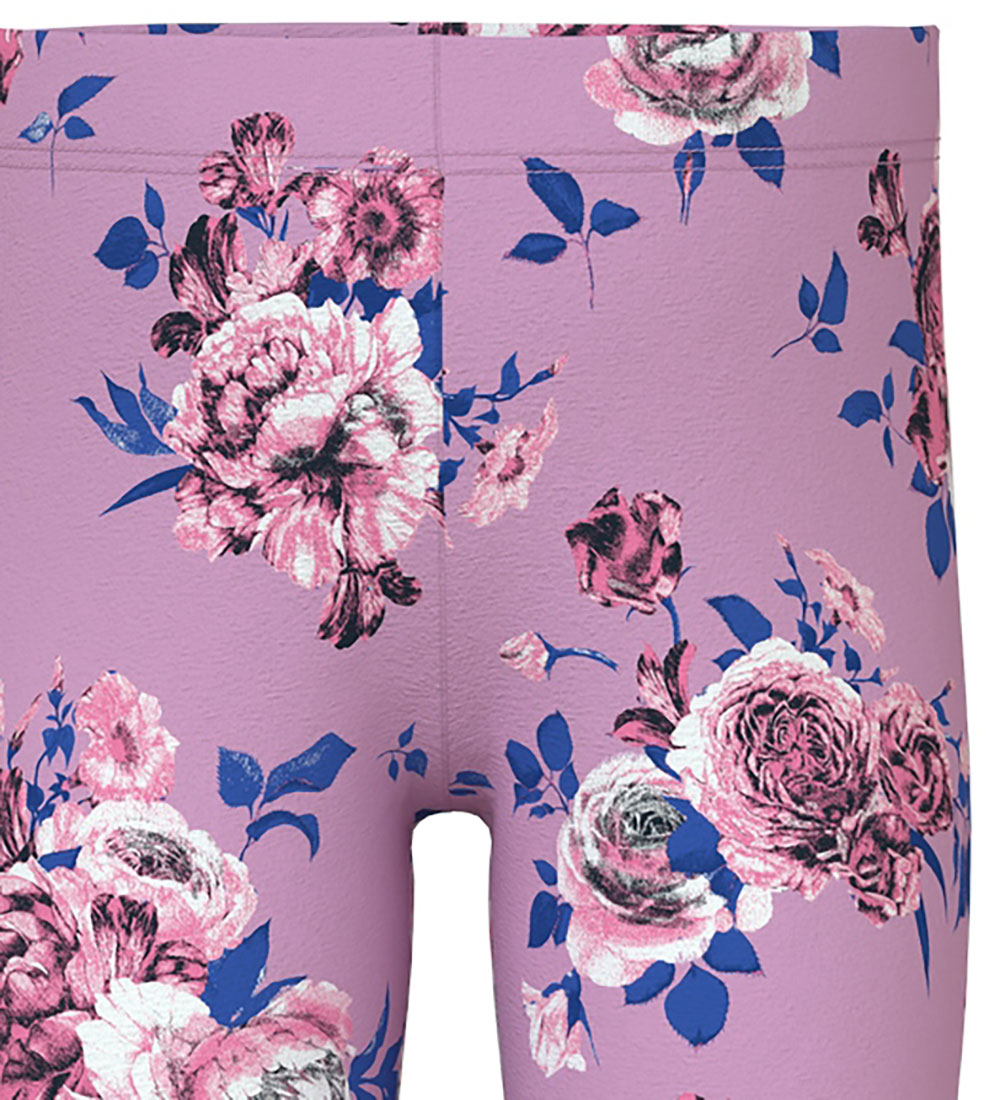 Name It Leggings - NmfVivian - Pastel Lavender m. Blomster