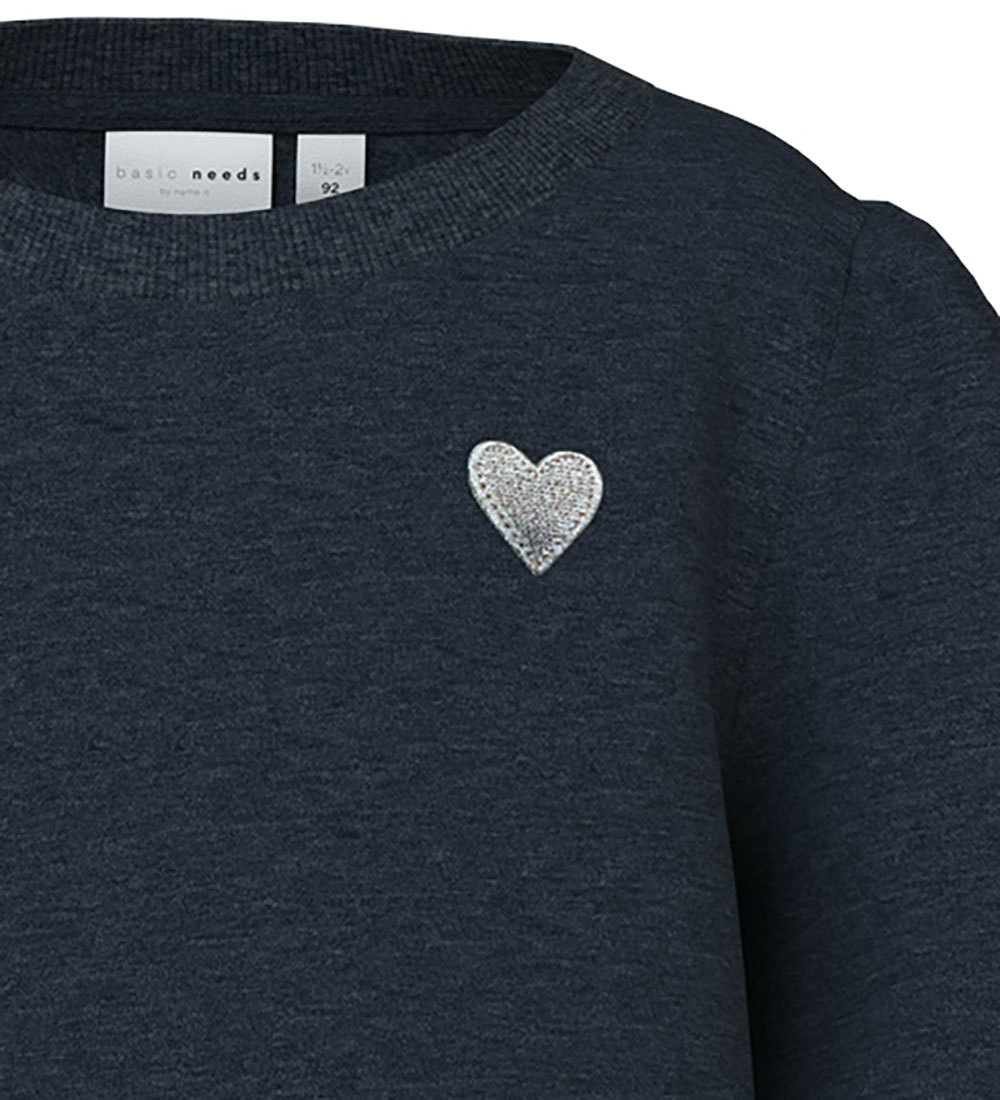 Name It Sweatshirt - NmfVima - Dark Sapphire m. Hjerte