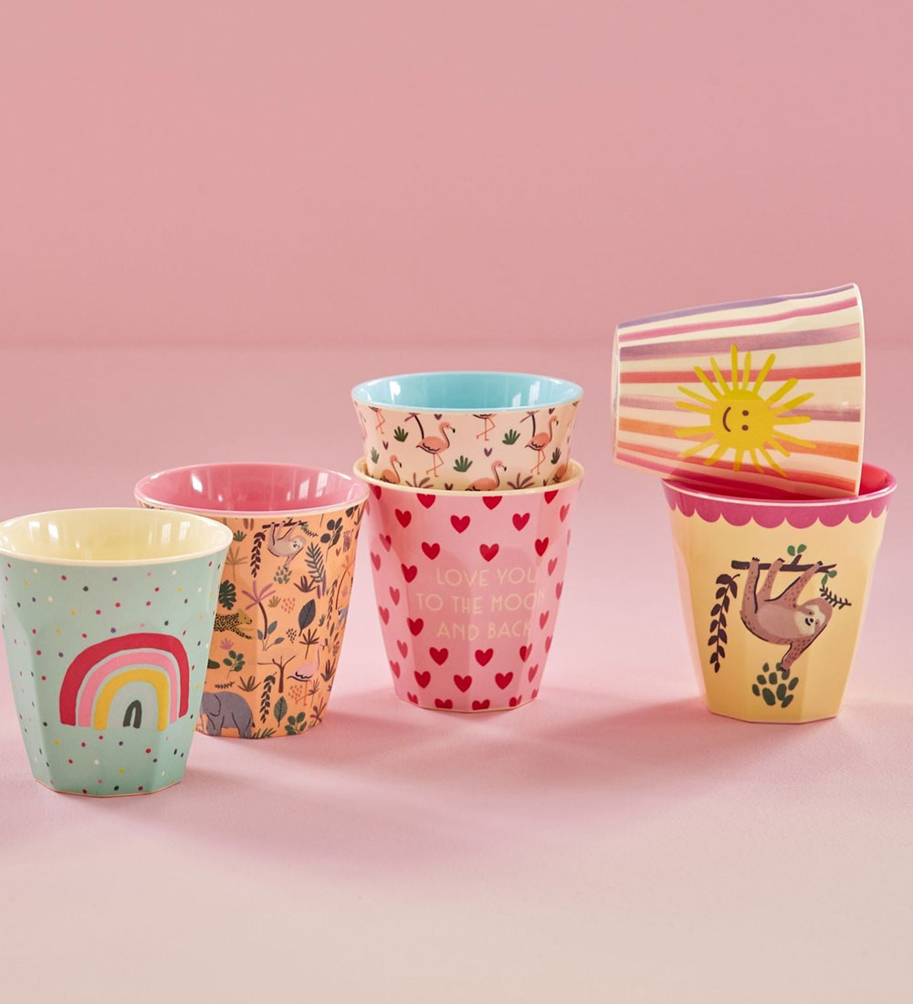 Rice Kopper - Melamin - 6 stk. - 250 ml - Pink/Funky Prints