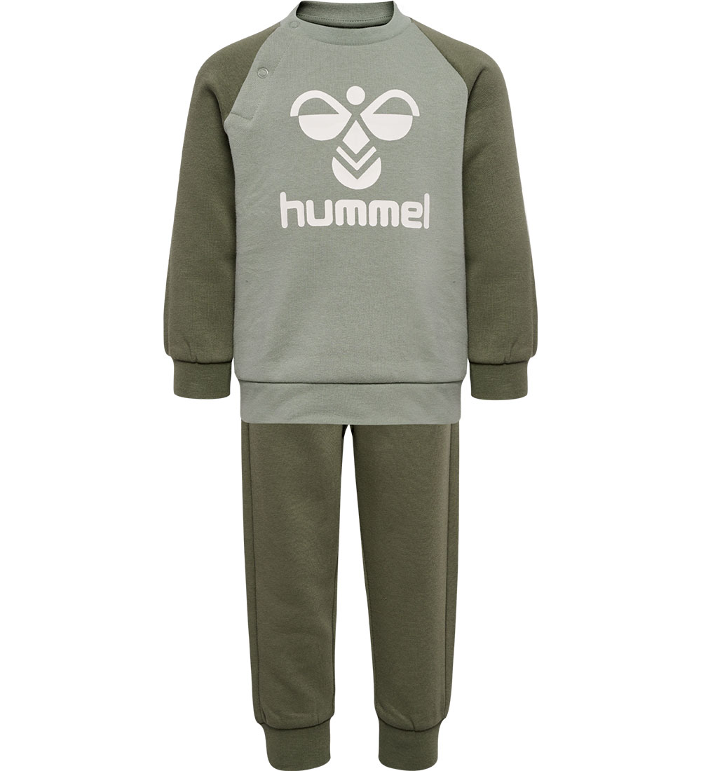 Hummel Sweatsæt - HmlHumming Crewsuit - Dusty Olive