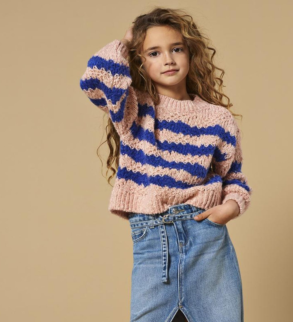 Kids Only Bluse - Strik - KogAce - Silver Pink/Clematis Blue