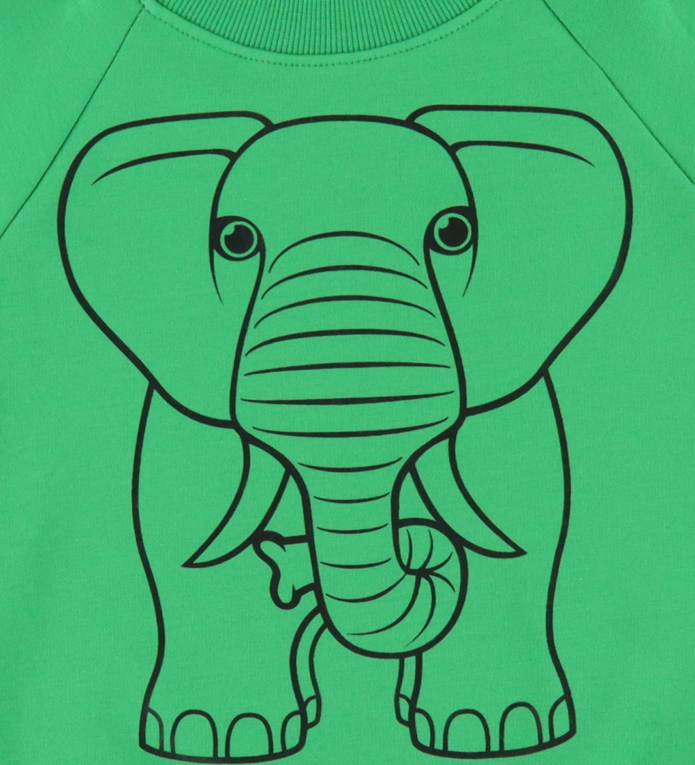 DYR-Cph Sweatshirt - Dyrbellow - Green Outline Elefant