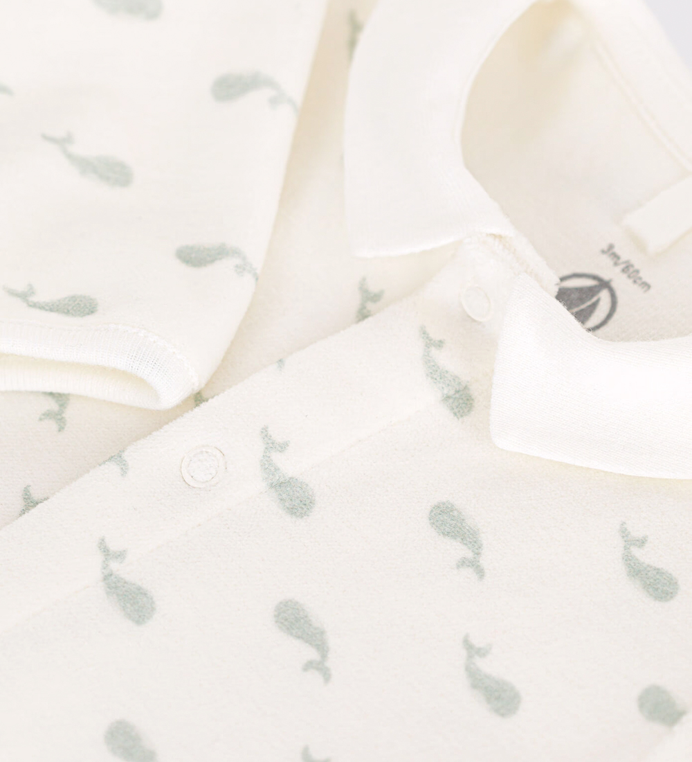 Petit Bateau Natdragt - Velour - Marshmallow/Herbier