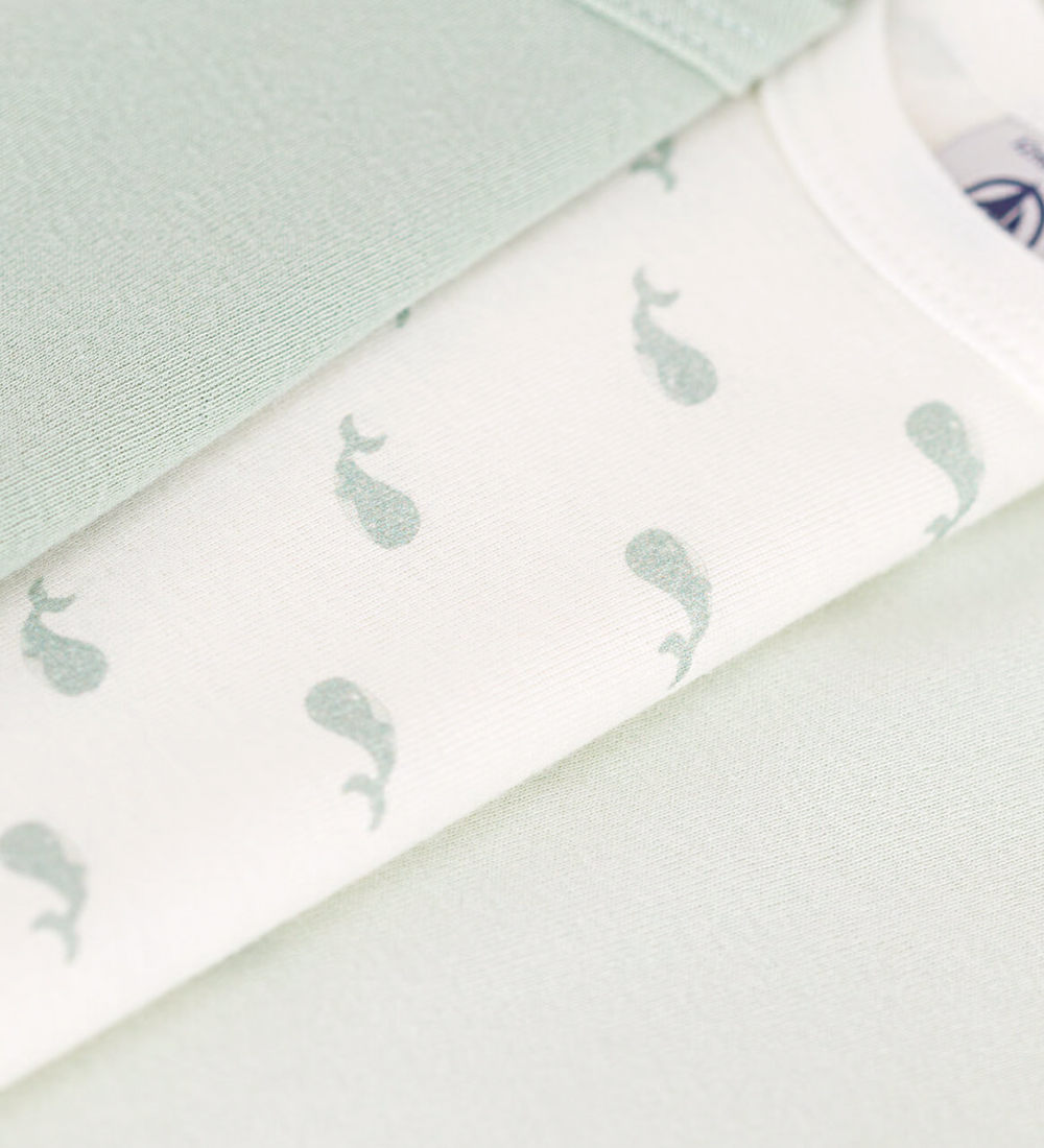 Petit Bateau Body l/æ - 3-pak - Grøn/Hvid