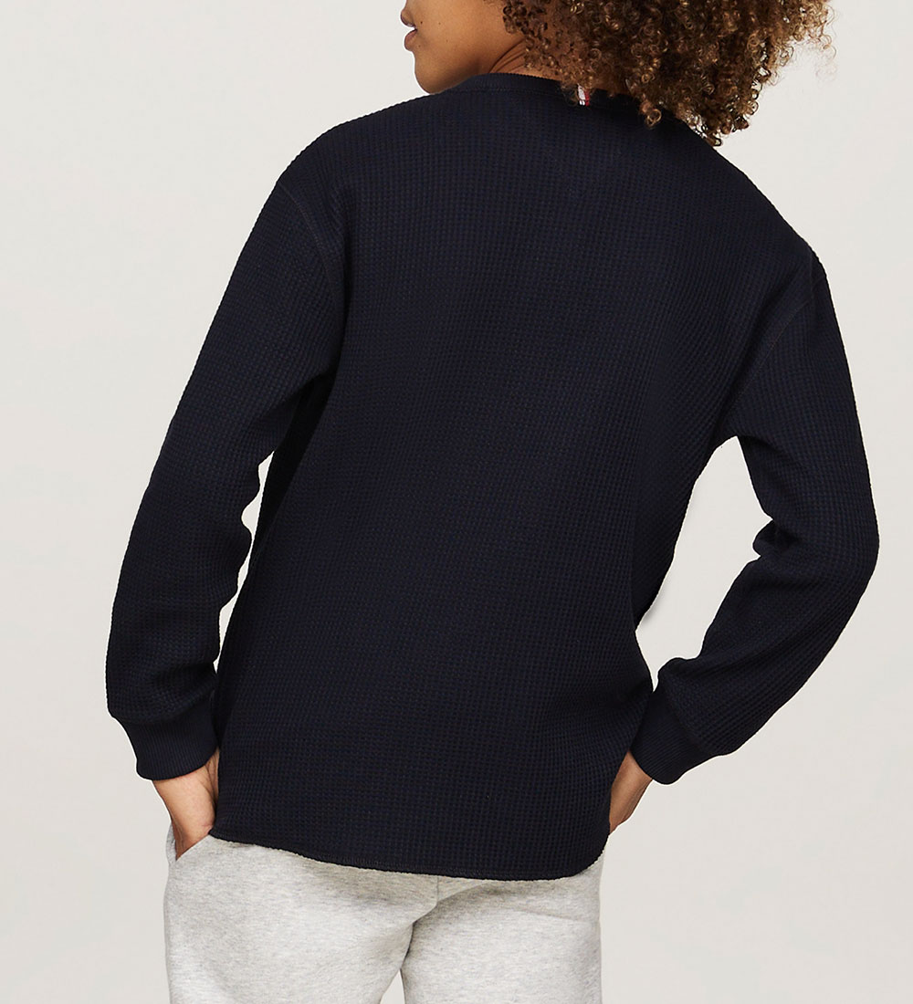 Tommy Hilfiger Bluse - Flag Mini Waffle - Desert Sky