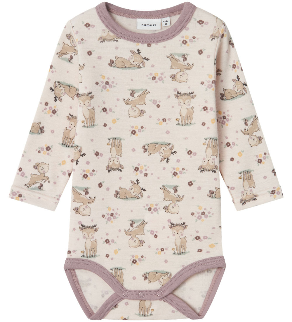Name It Body l/æ - Uld - NbfWillit - Lilac Ash m. Dådyr