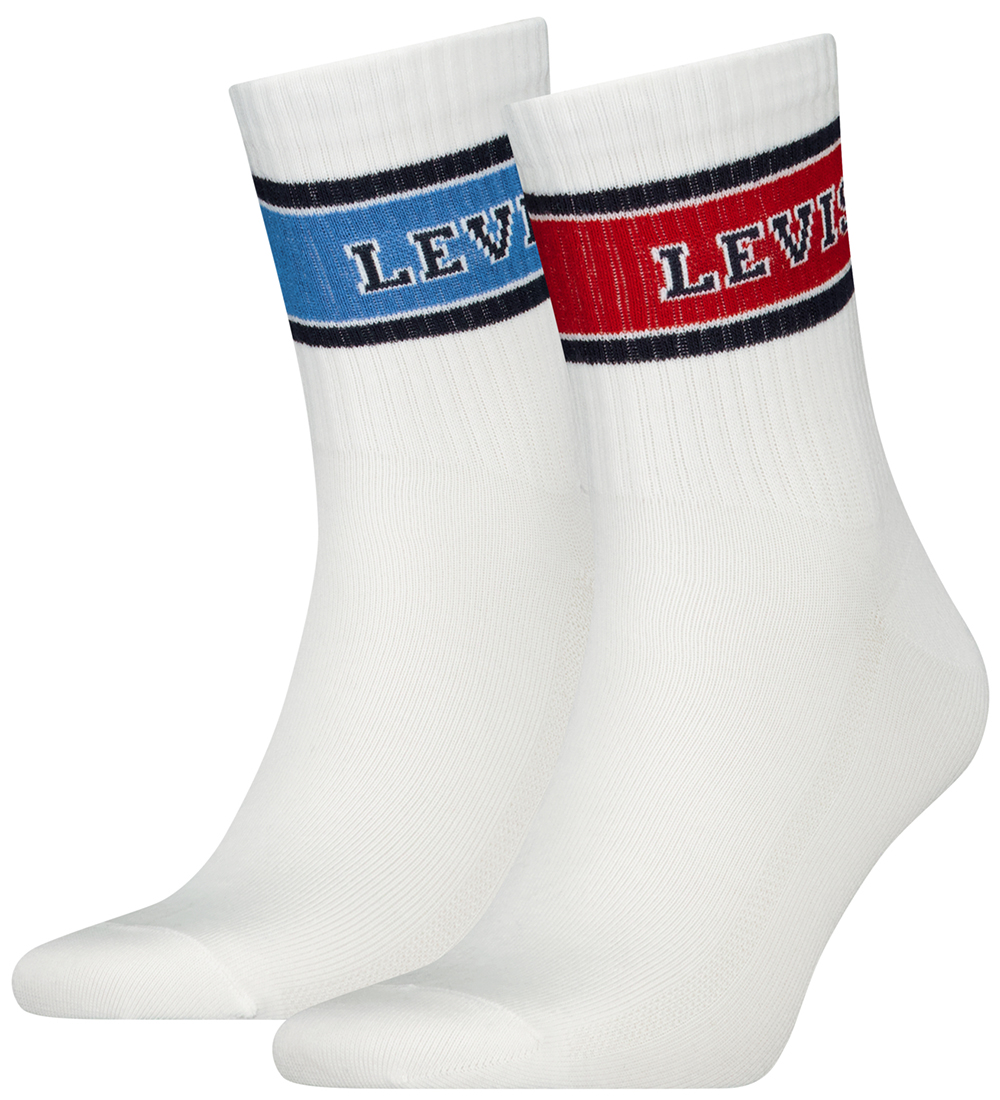 Levis Strømper - Kort - 2-pak - Hvid m. Blå/Rød