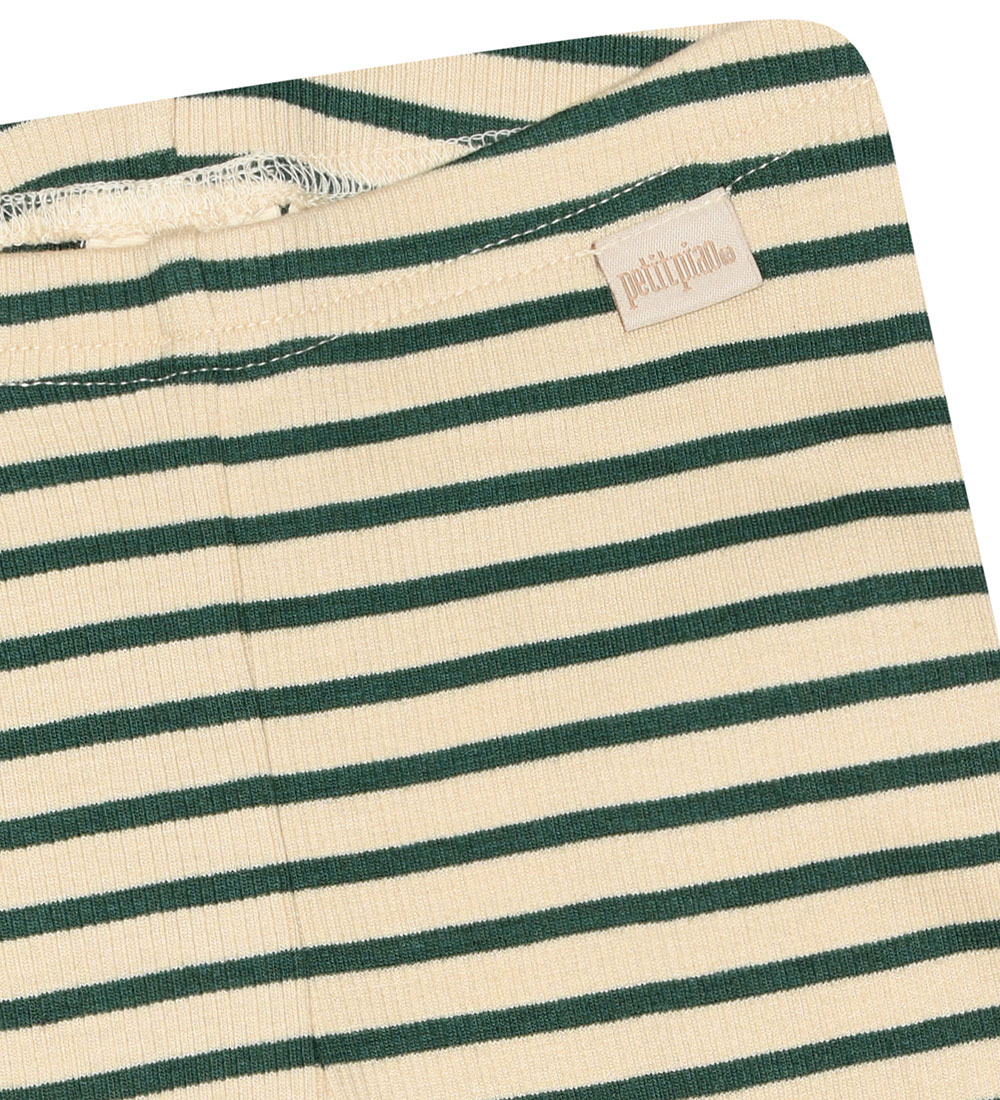 Petit Piao Leggings - Rib - Modal - Emerald green/dark Off White