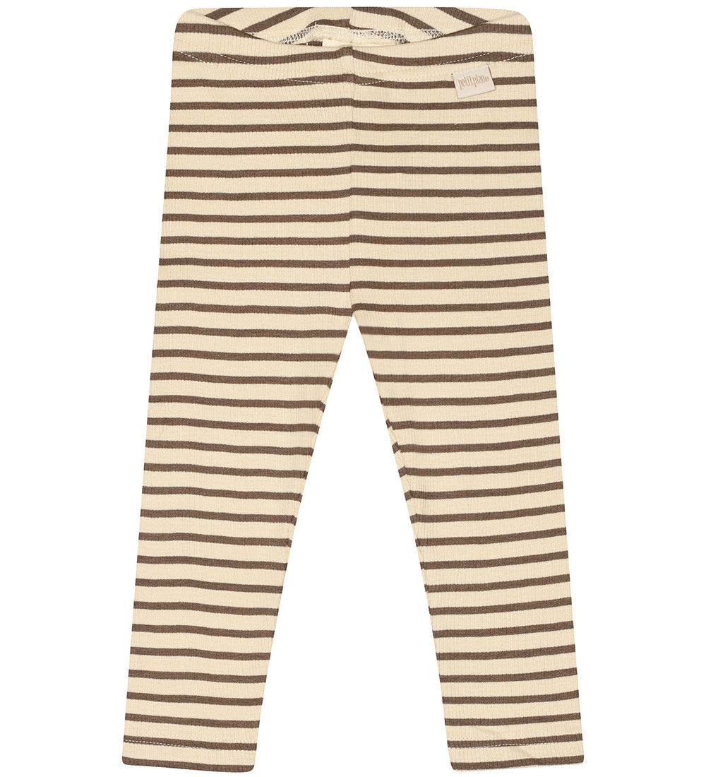Petit Piao Leggings - Rib - Modal - Chocolate Brown/Dark Off Whi