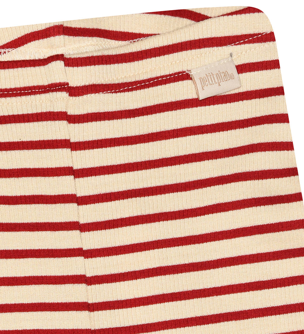 Petit Piao Leggings - Rib - Modal - Chili Pepper/Dark Off White