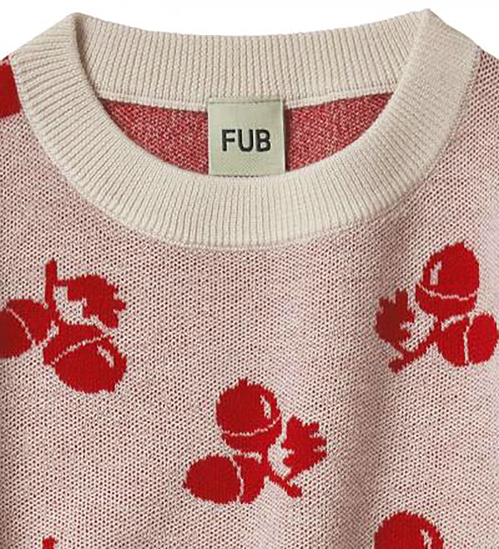 FUB Bluse - Uld - Acorn - Ecru/Red