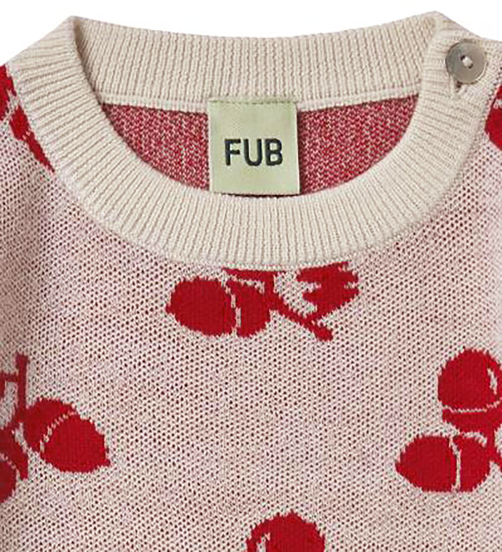 FUB Bluse - Uld - Acorn - Ecru/Red