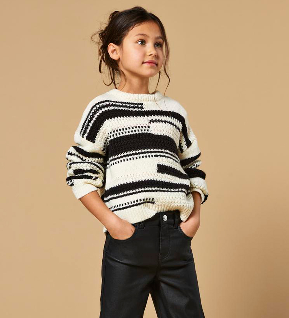 Kids Only Bluse - Strik - KogSutha - Tofu/Black Bean