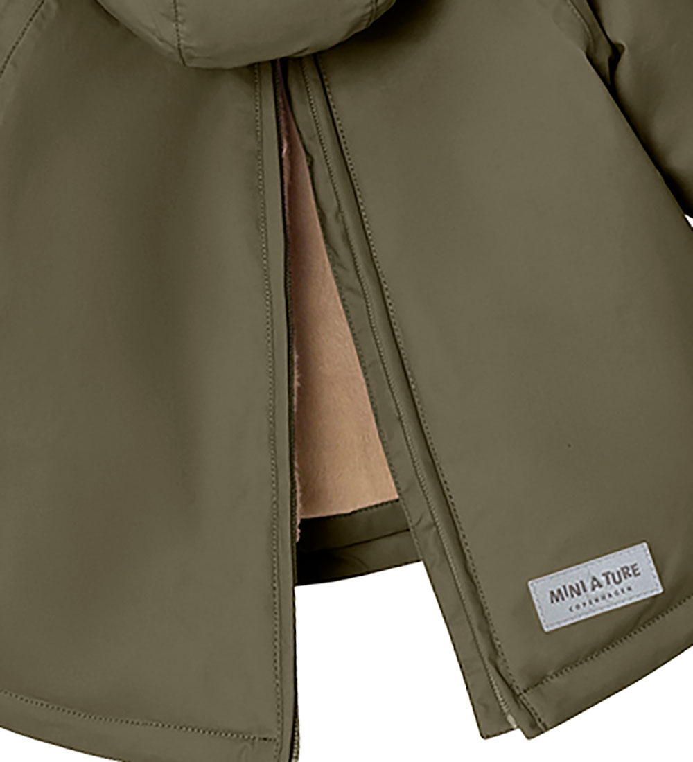 Mini A Ture Vinterjakke - Babywen Fleece - Olive Night