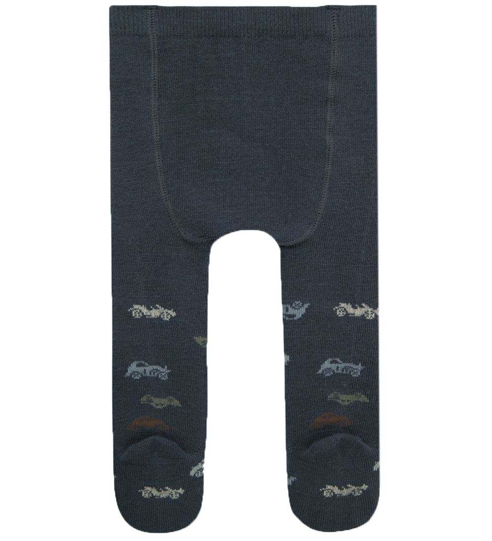 Name It Strømpebukser - Uld/Bomuld - NbmWak - Ombre Blue/Jaquard