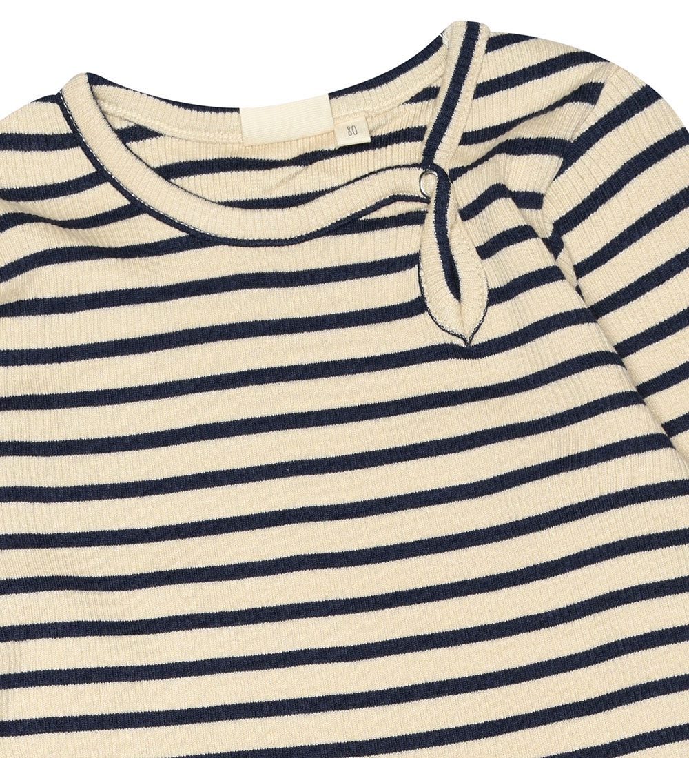 Petit Piao Body l/æ - Rib - Modal - Indigo Plum/Dark Offwhite