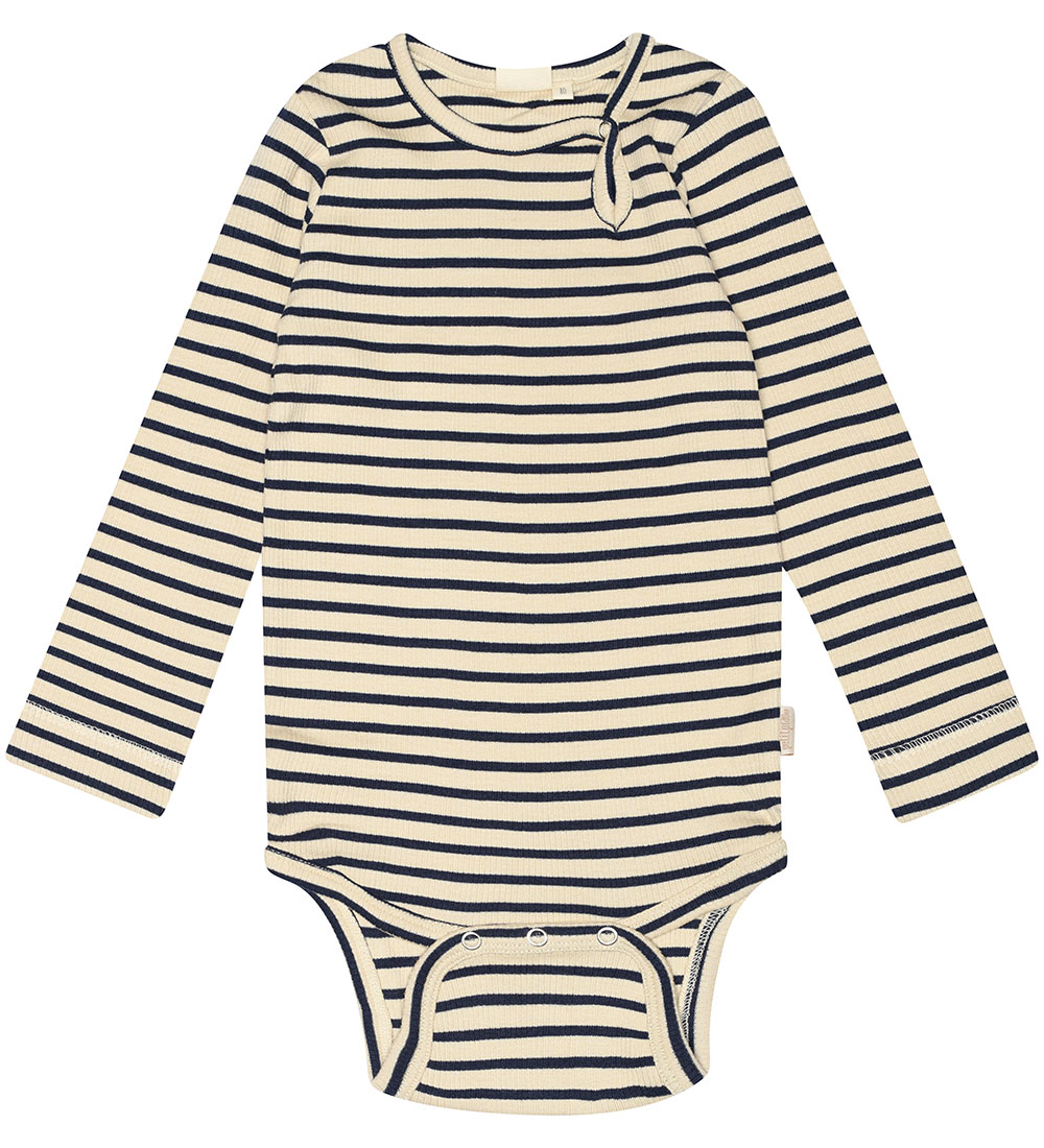 Petit Piao Body l/æ - Rib - Modal - Indigo Plum/Dark Offwhite