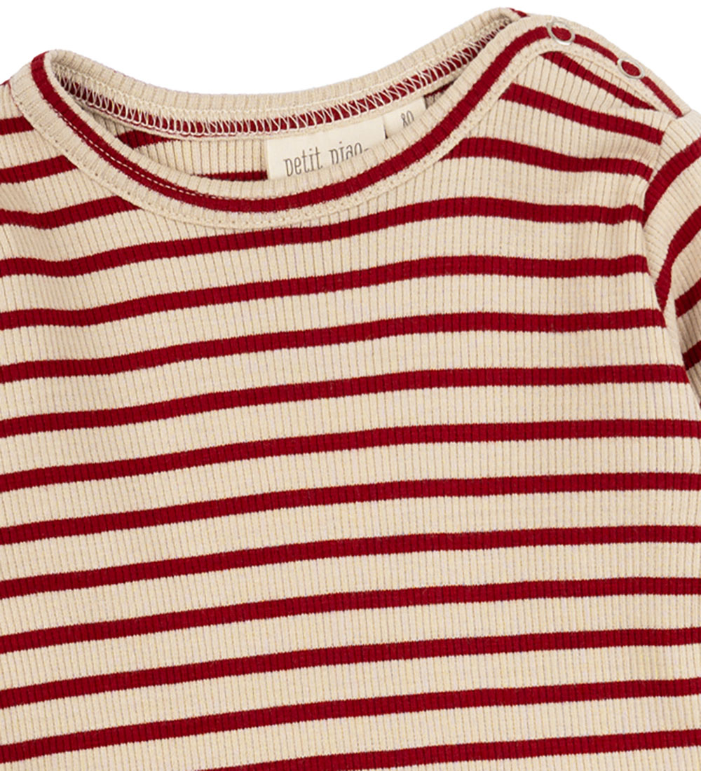Petit Piao Bluse - Rib - Modal - Chili Pepper/Dark Offwhite