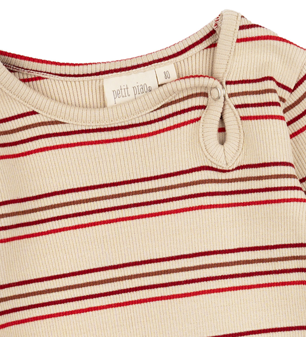Petit Piao Body l/æ - Rib - Modal - Chili Pepper/Multi Stripe