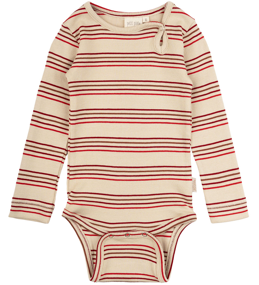 Petit Piao Body l/æ - Rib - Modal - Chili Pepper/Multi Stripe