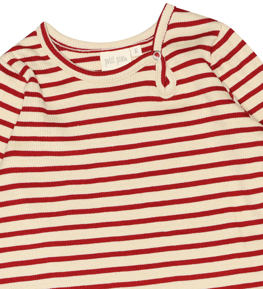 Petit Piao Kjole - Rib - Modal - Chili Pepper/Dark Offwhite