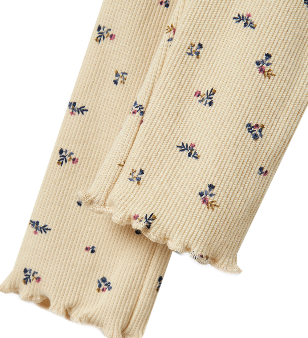 Name It Leggings - Rib - NbfOlinne - Summer Sand m. Blomster