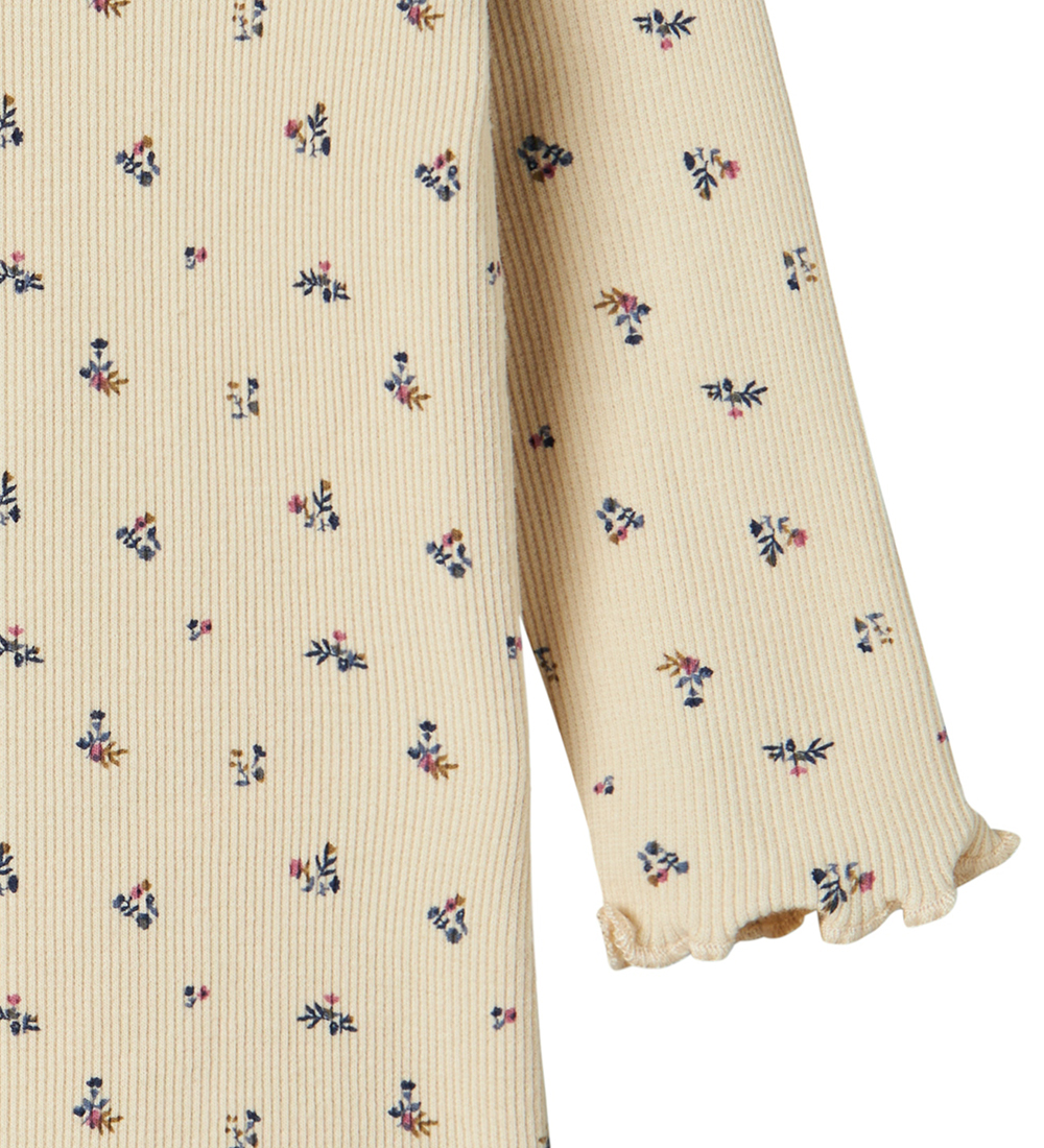 Name It Body l/æ - Rib - NbfOlinne - Summer Sand m. Blomster