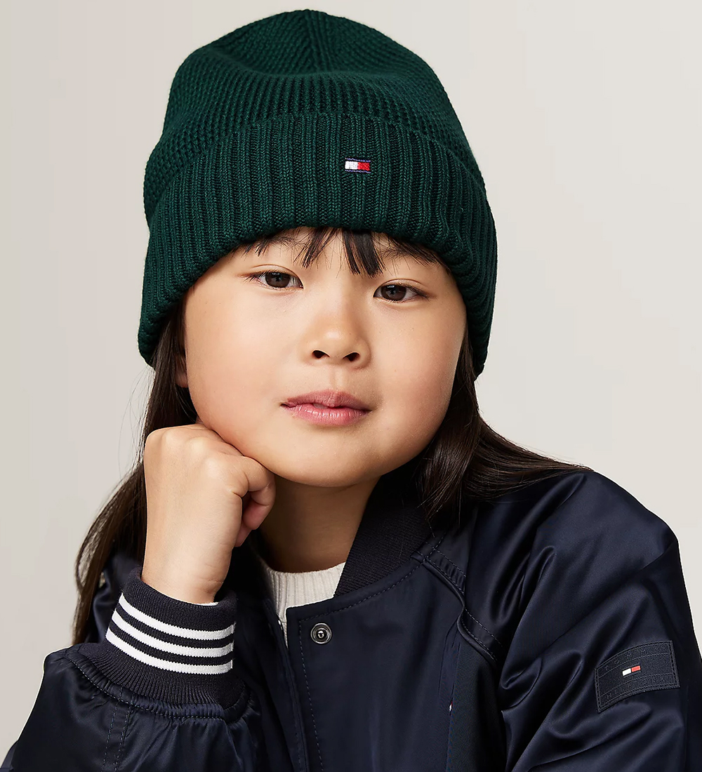 Tommy Hilfiger Hue - Strik - Small Flag Beanie - Ornamental Gree