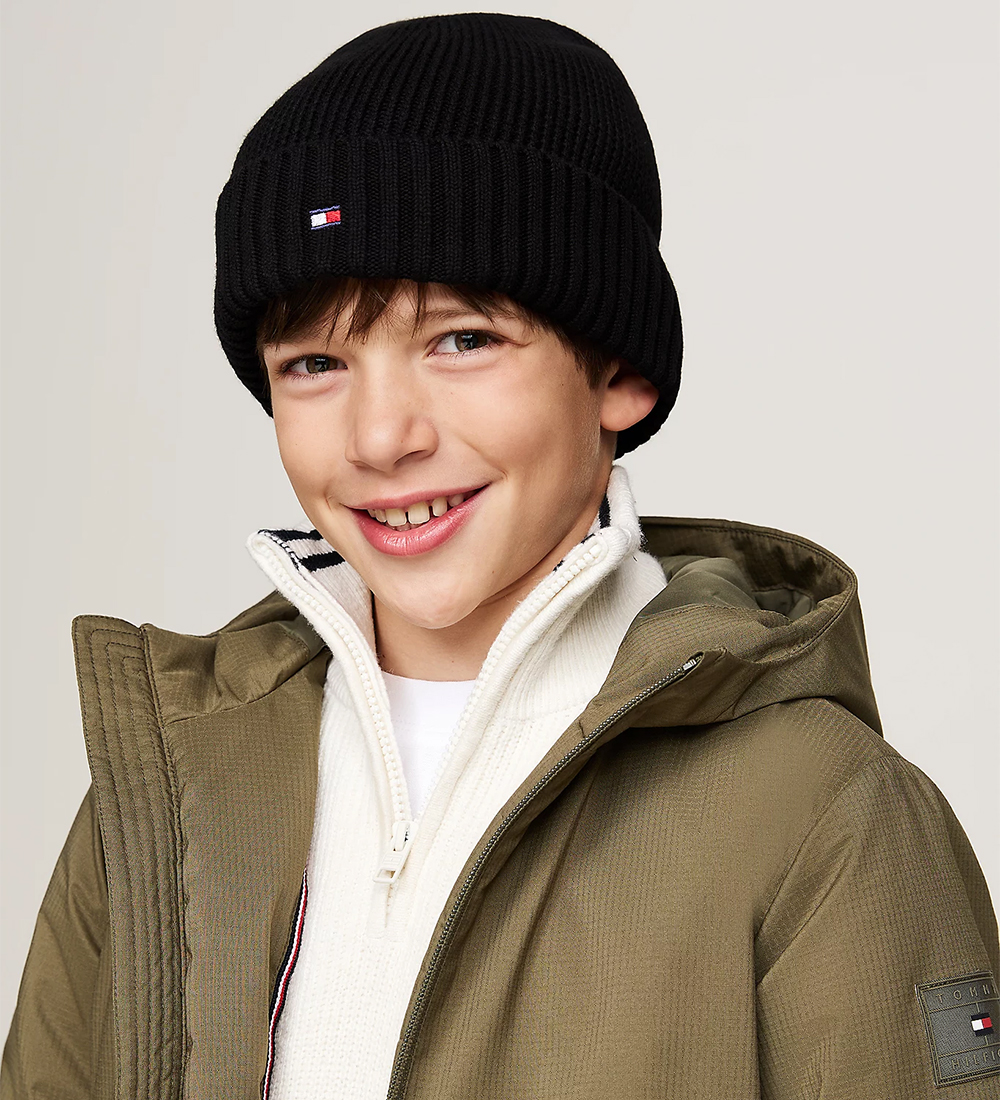 Tommy Hilfiger Hue - Strik - Small Flag Beanie - Black