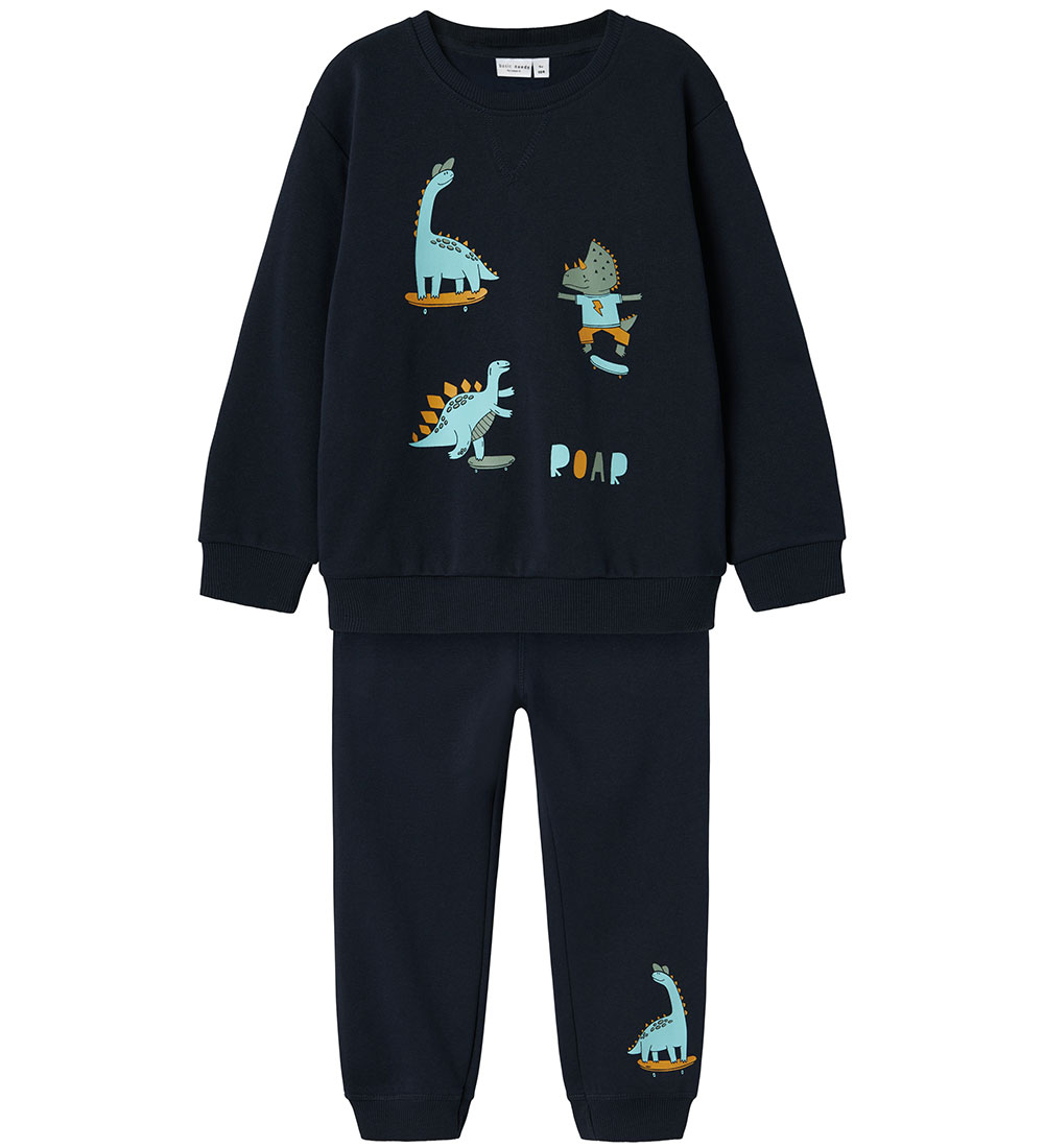 Name It Sweatsæt - NmmVimo - Dark Sapphire m. Dinosaurer