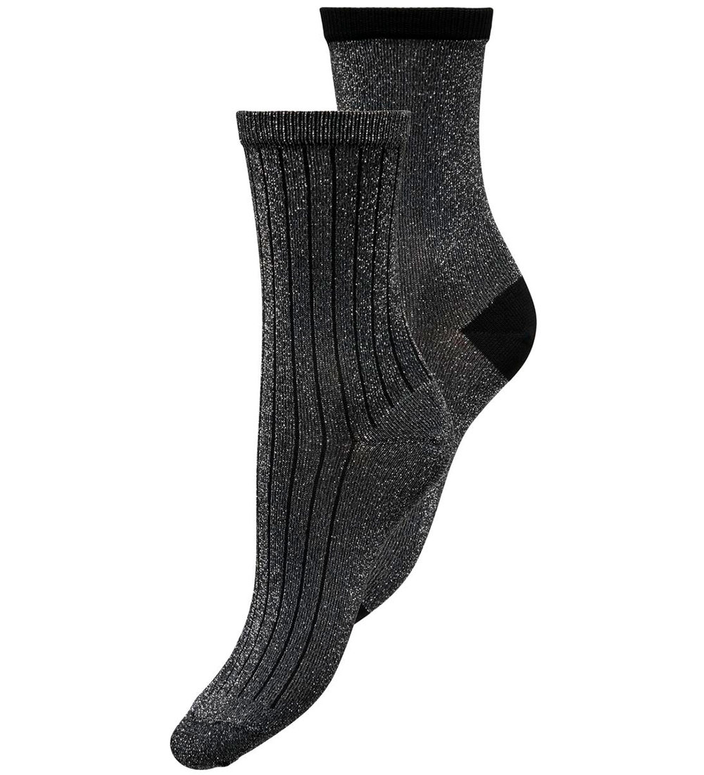 Kids Only Strømper - KogElena - 2-Pak - Black w. Silver Glitter