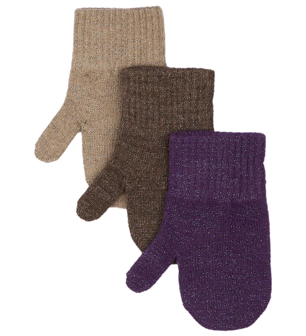 Mikk-Line Luffer - 3-pak - Strik - Uldblanding - Nightshade/Choc