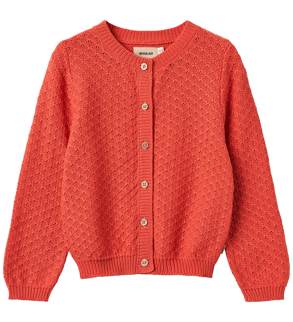 Wheat Cardigan - Strik - Magnella - Candy Red m. Hulmønster