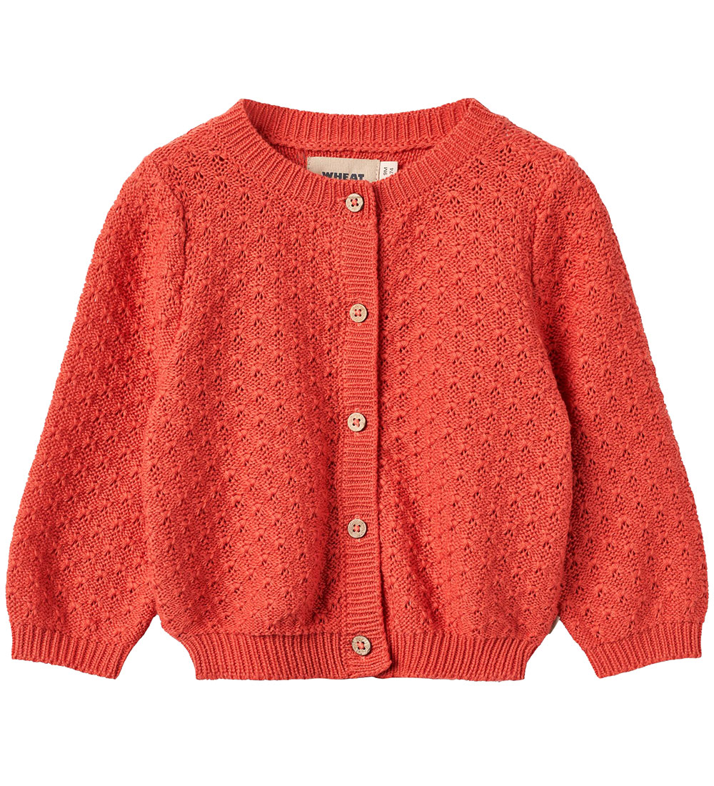 Wheat Cardigan - Strik - Magnella - Candy Red m. Hulmønster