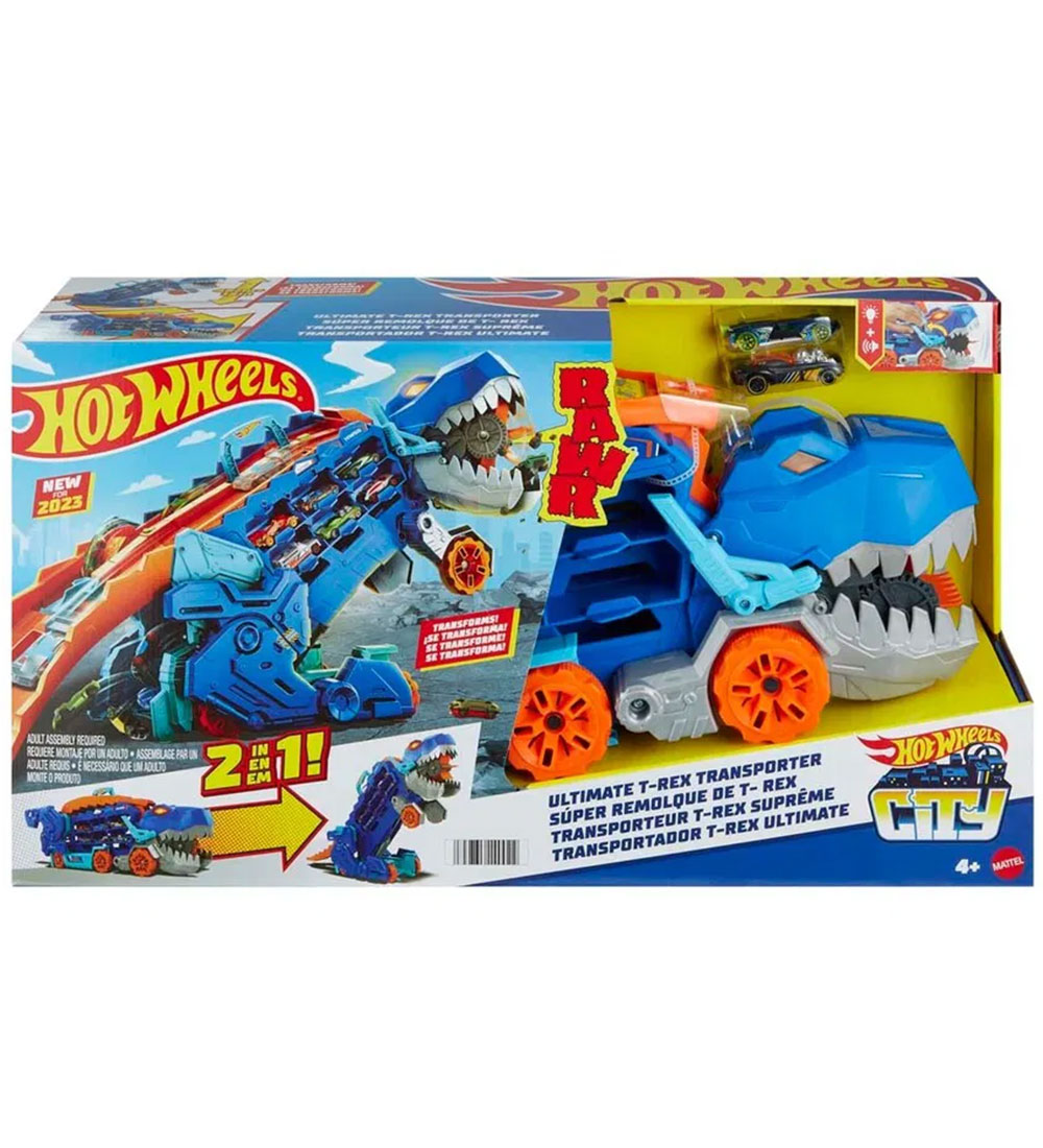 Hot Wheels Lastbil m. Lys/Lyd - City Ultimate T-Rex Transporter