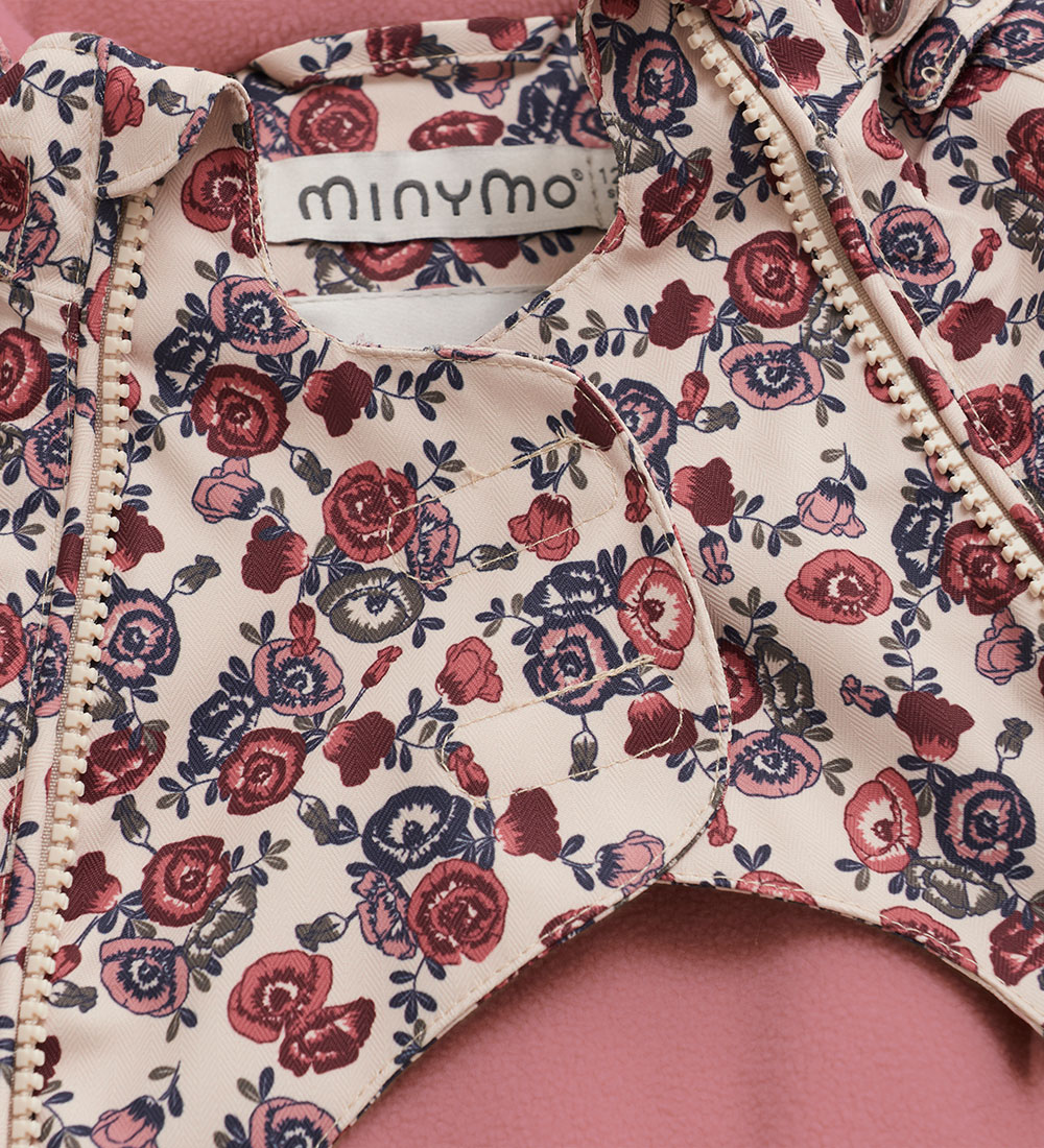 Minymo Flyverdragt - Smoke Gray m. Blomster