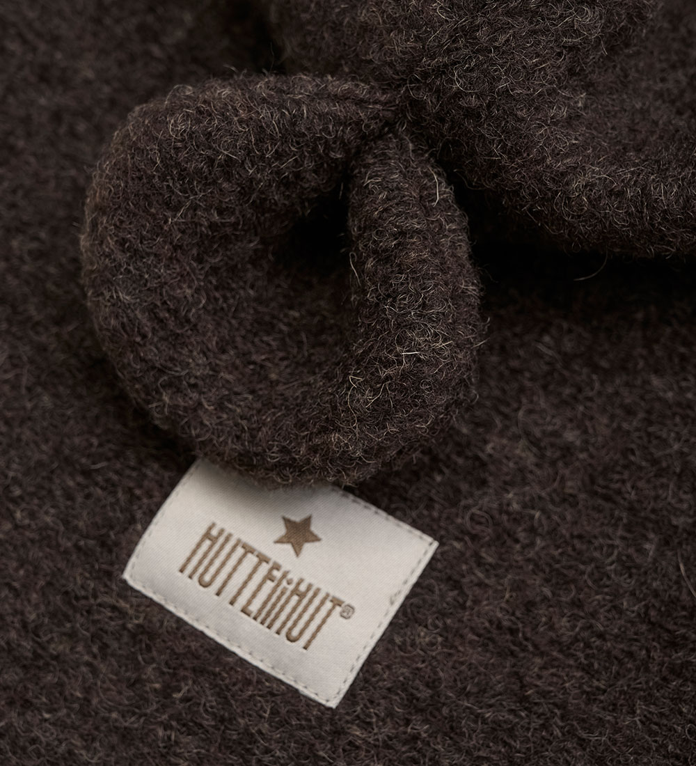 Huttelihut Elefanthue - Uld - 2-lags - Dark Brown Melange m. Øre