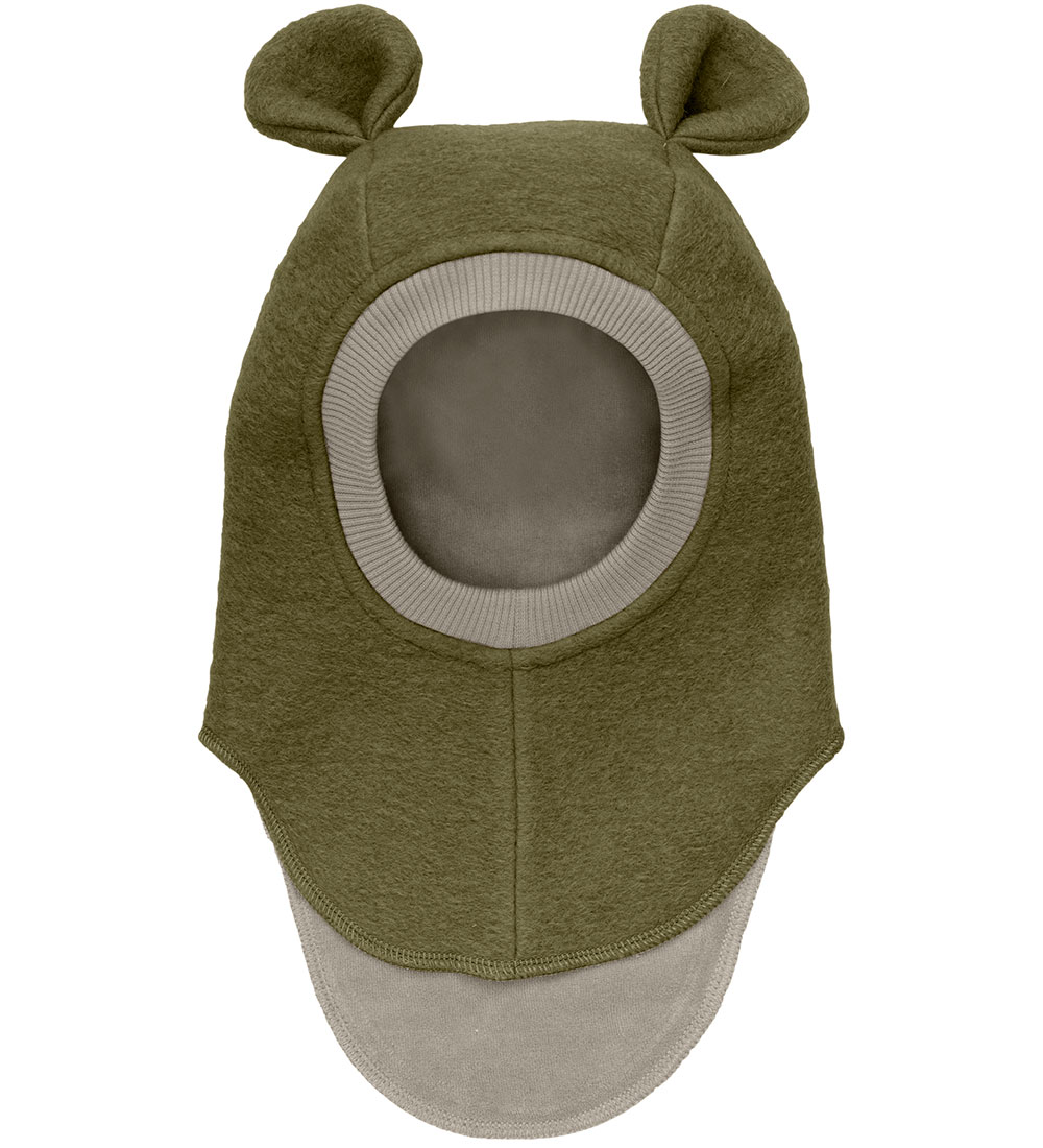 Huttelihut Elefanthue - Uld - 2-lags - Deep Lichen Green m. Ører