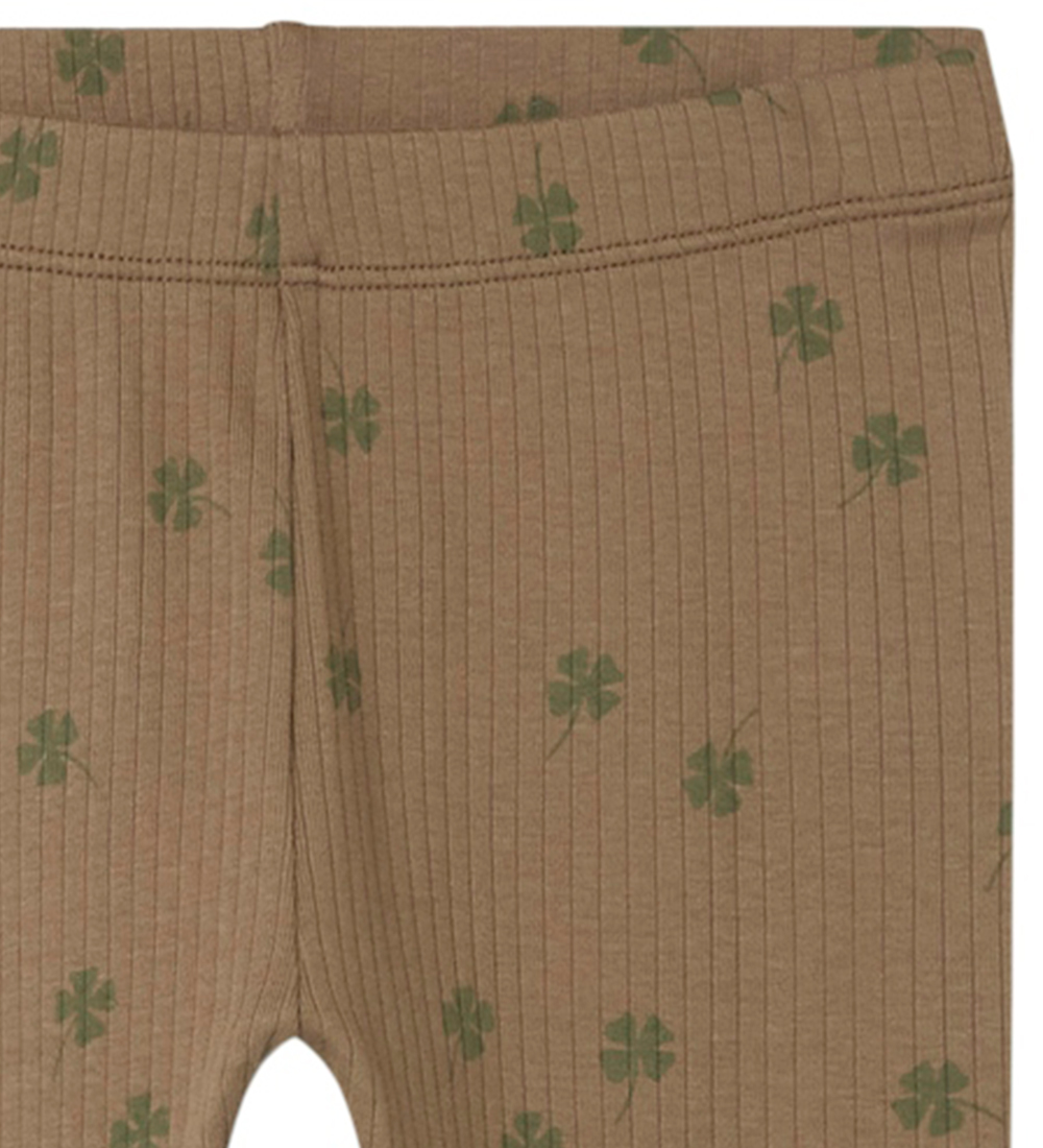 Name It Leggings - Rib - NmmNoellus - Walnut m. Kløver