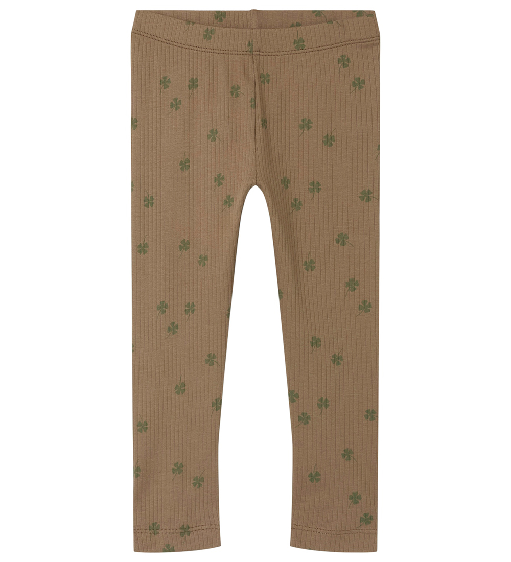 Name It Leggings - Rib - NmmNoellus - Walnut m. Kløver
